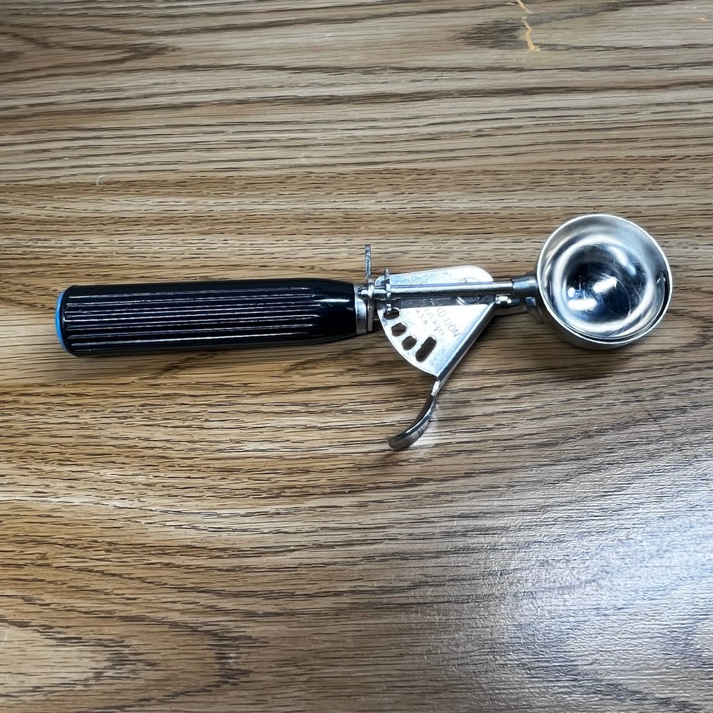 Edward Don Vintage Ice Cream Scoop Stainless Steel Black Handle 8.5 Inch Retro